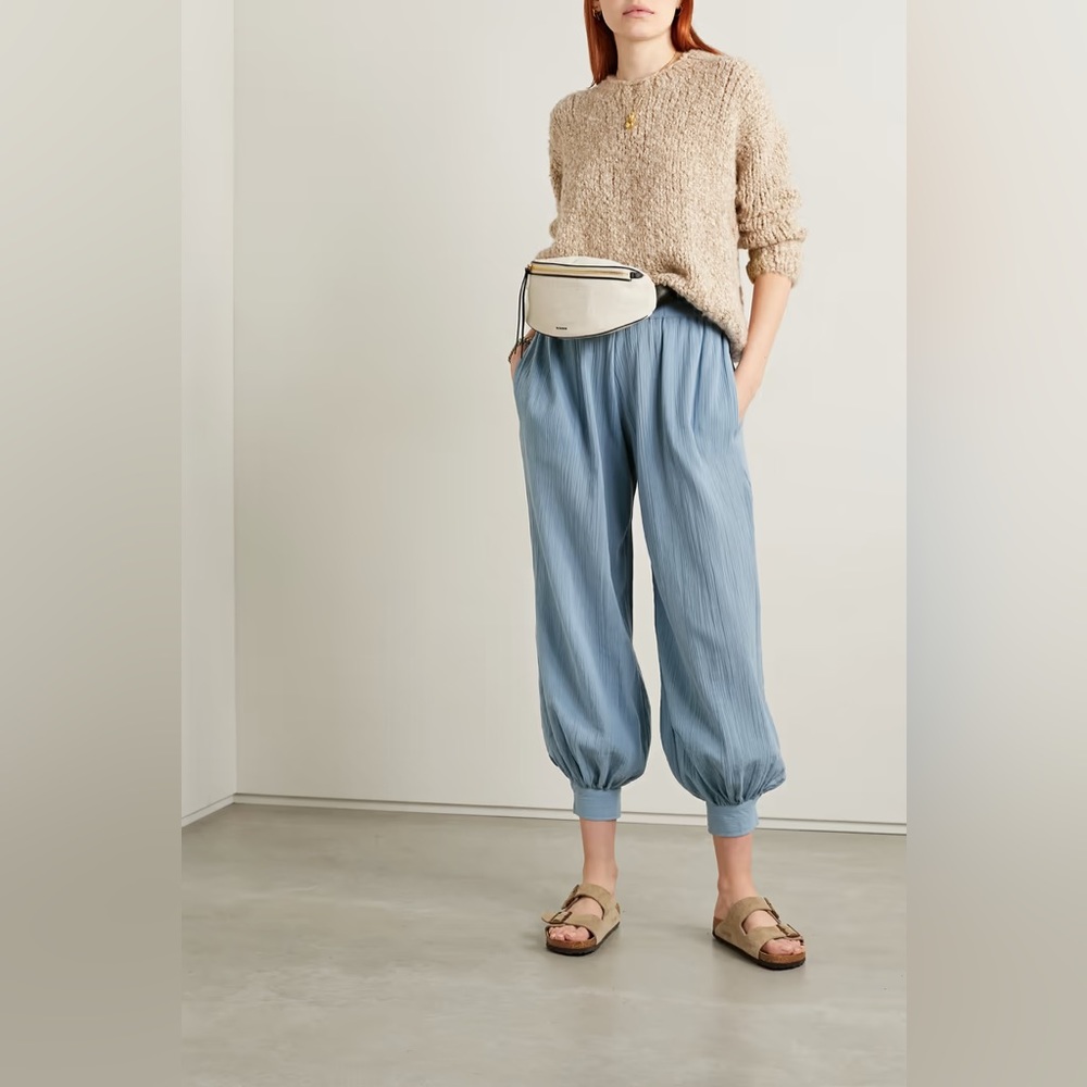 Suzie Kondi Touman cotton Gauze tapered pants light blue